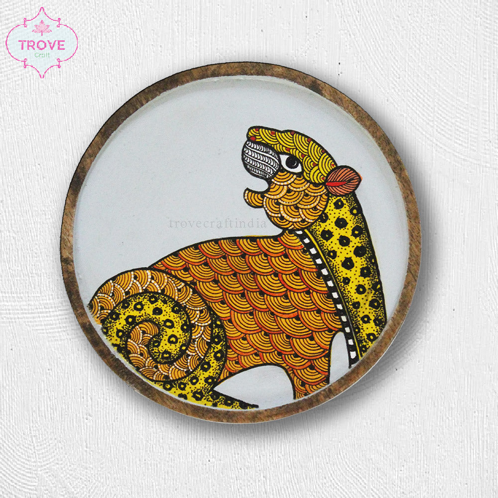 hand-painted gond tiger art