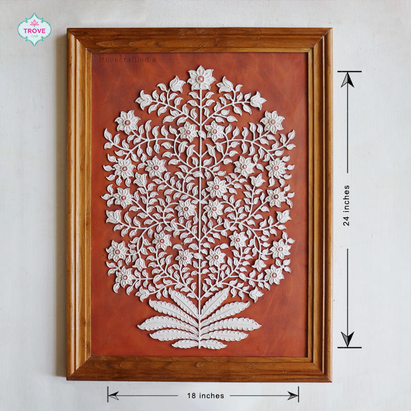 20" Tree of Life Motif Hand-painted Relief Panels