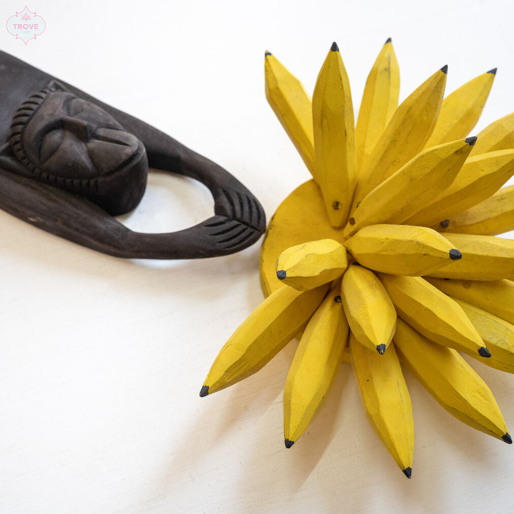 Carved Wooden Wall Hanging Monkey & Banana  - Gomira
