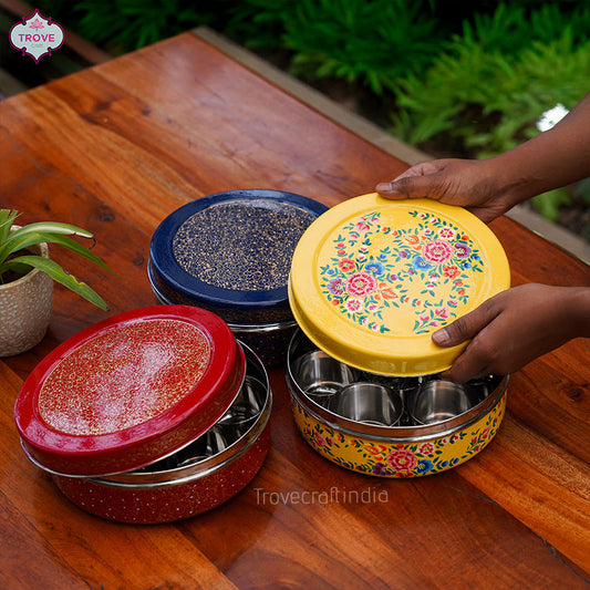 8" Hand-Painted Enamel Steel Spice Box