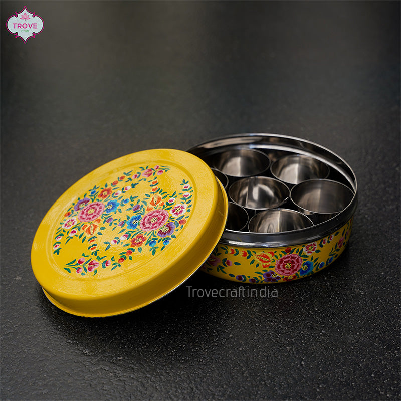 8" Hand-Painted Enamel Steel Spice Box