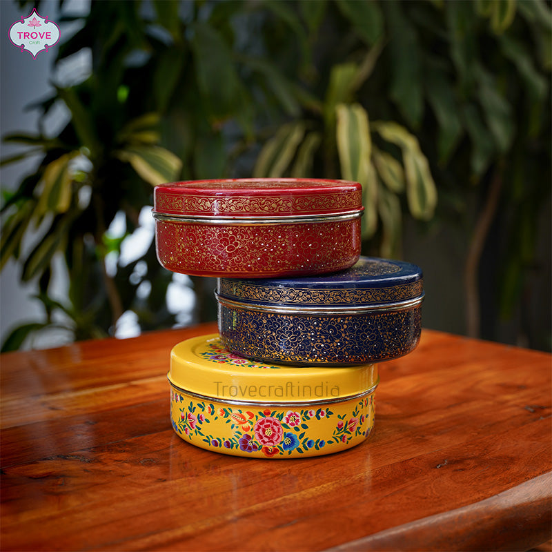8" Hand-Painted Enamel Steel Spice Box