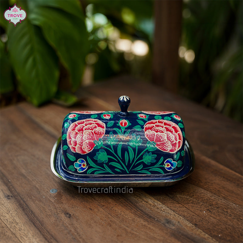 Enamel Hand-Painted Butter Dish - Small