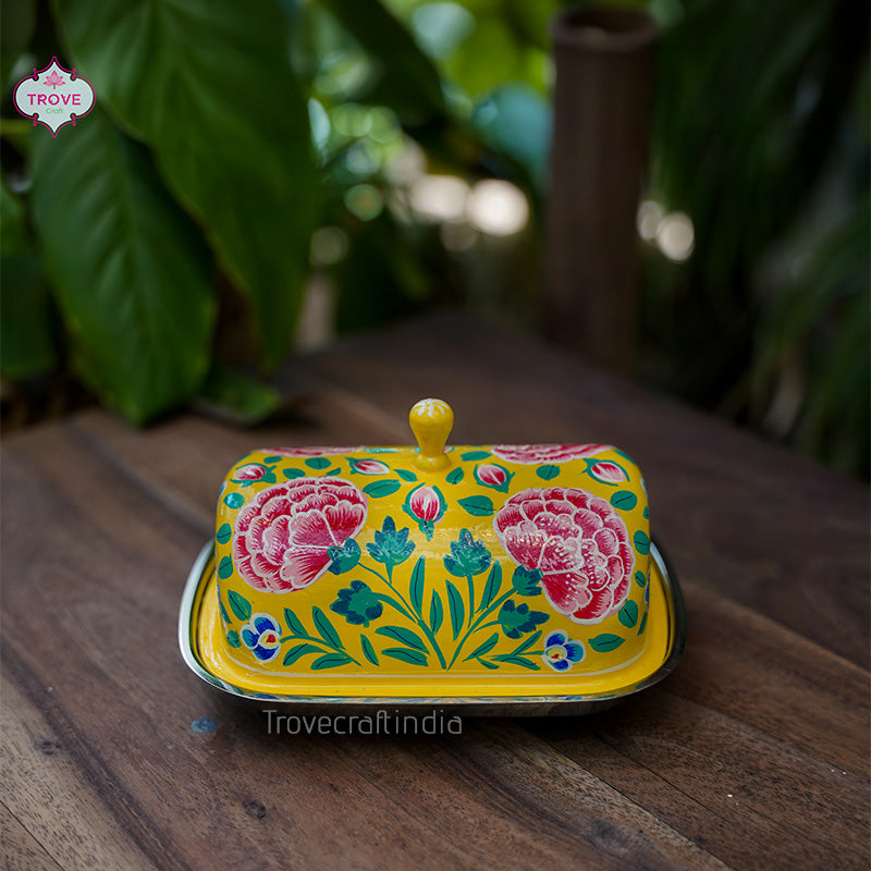 Enamel Hand-Painted Butter Dish - Small