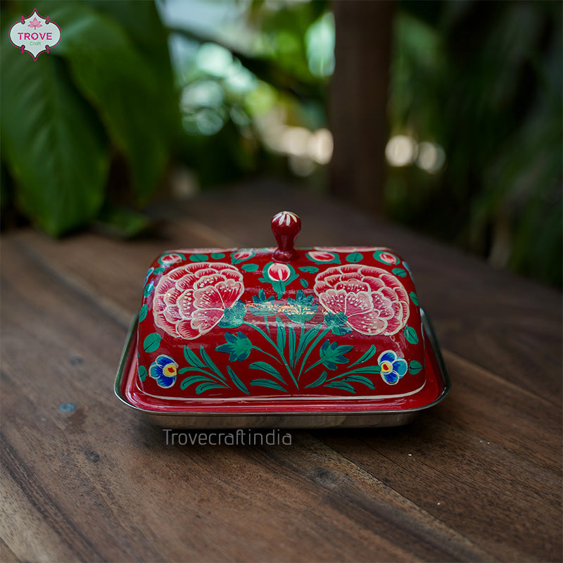 Enamel Hand-Painted Butter Dish - Small