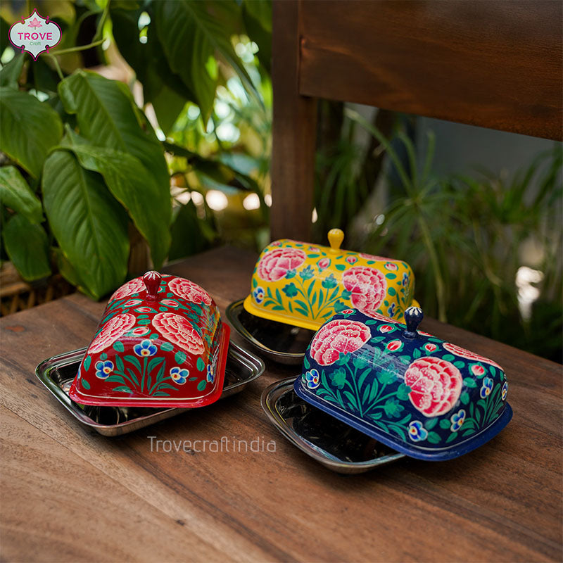Enamel Hand-Painted Butter Dish - Small