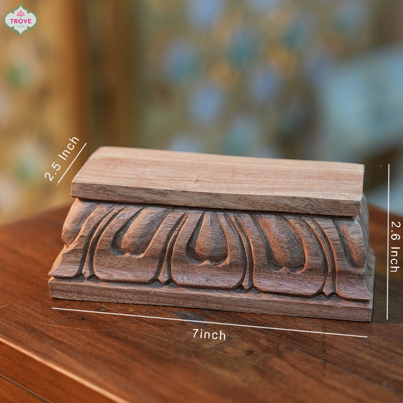 7" Wooden hand-carved style carved Mini Padmaasan / Padma Pitha - Pedestal