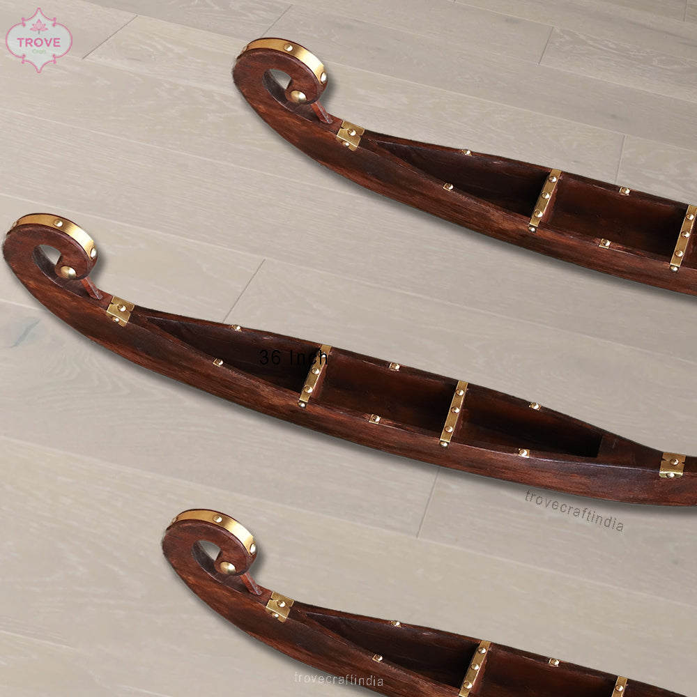 36" Hand-carved Wooden Boat/Vallam from Kerala