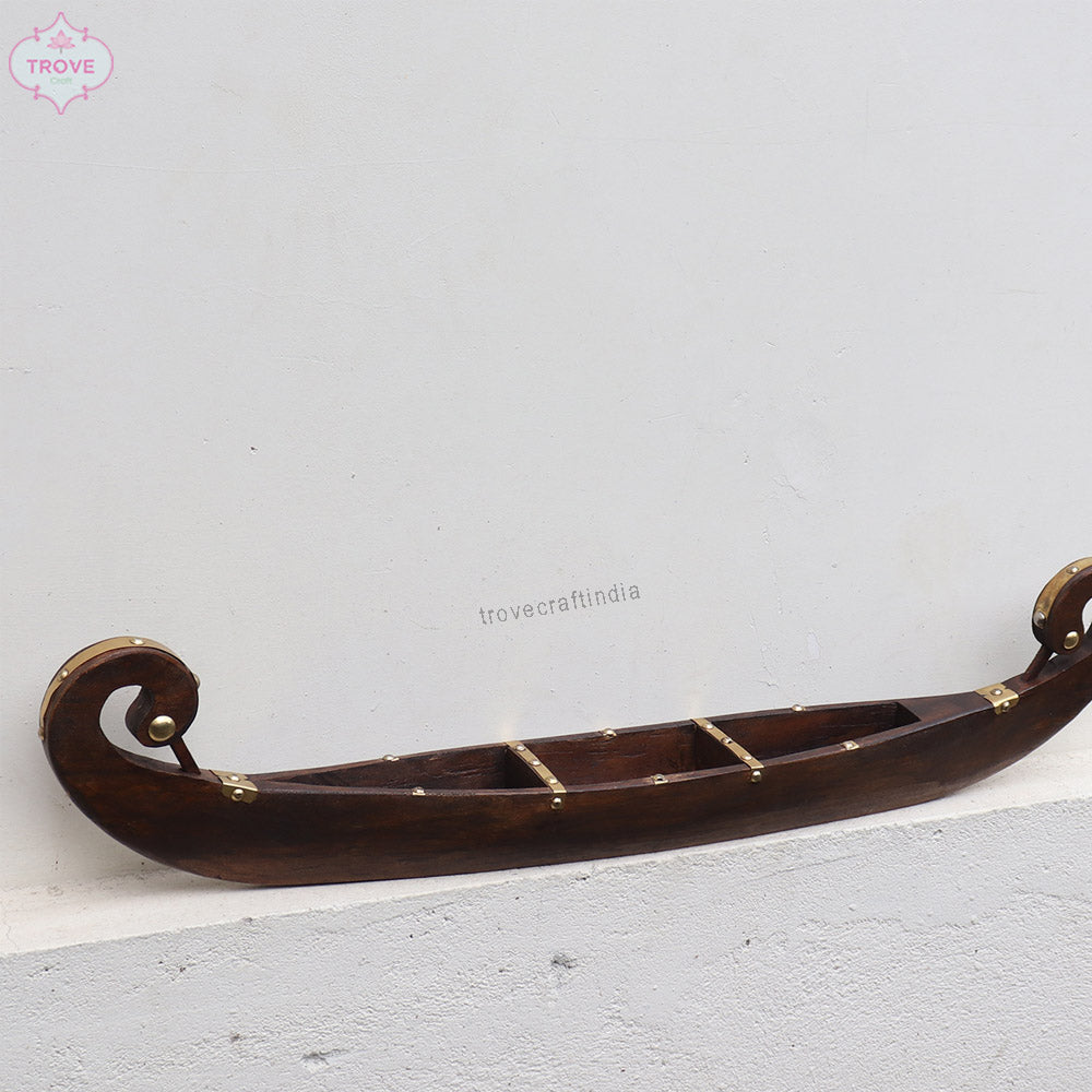36" Hand-carved Wooden Boat/Vallam from Kerala