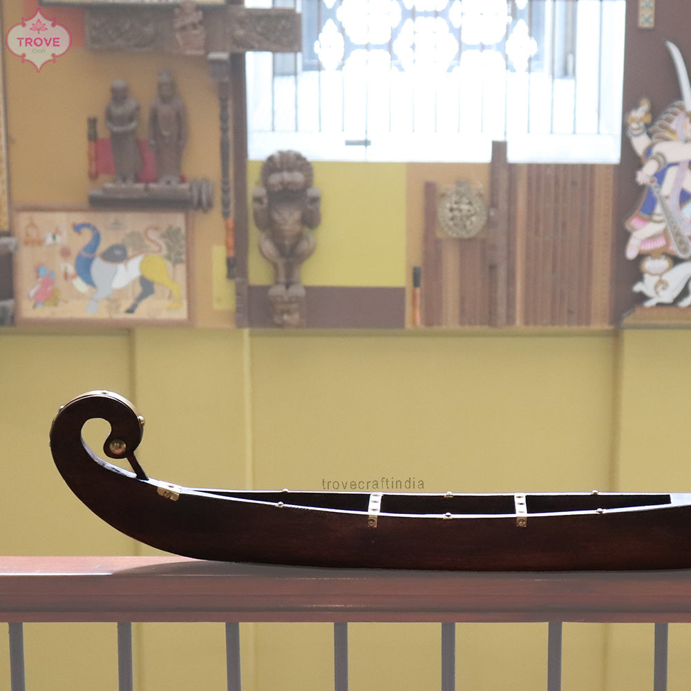36" Hand-carved Wooden Boat/Vallam from Kerala