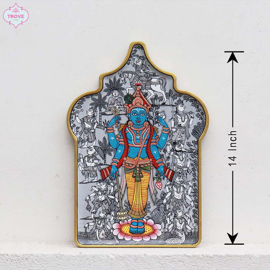 14" Arabesque Pattachitra Vishnu Wall Décor Plate