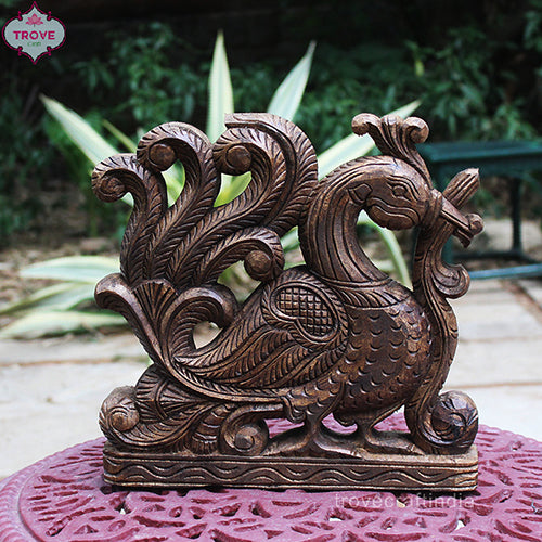 Carved Wooden Peacock
