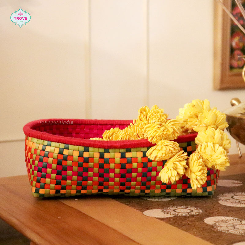 A Set of Medium Chettinad Handwoven Palm Leaf Baskets