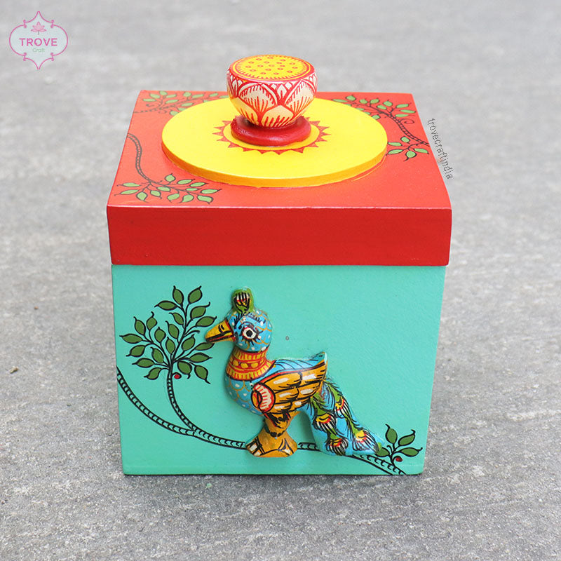 Hand-painted Pattachitra Gift Box -  4" x 4" x 4" Inch