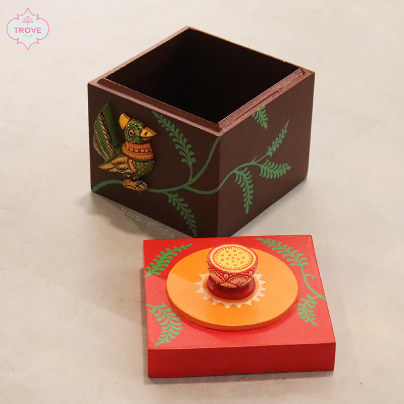 Hand-painted Pattachitra Gift Box -  4" x 4" x 4" Inch