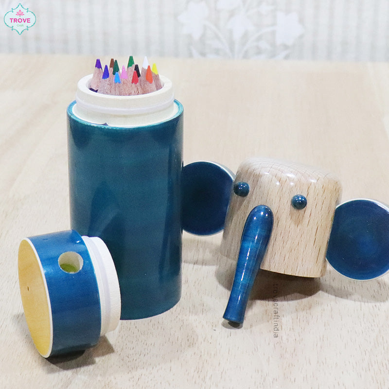 Channapatna animal themed (2-in-1) – Pencil Holder, Sharpener