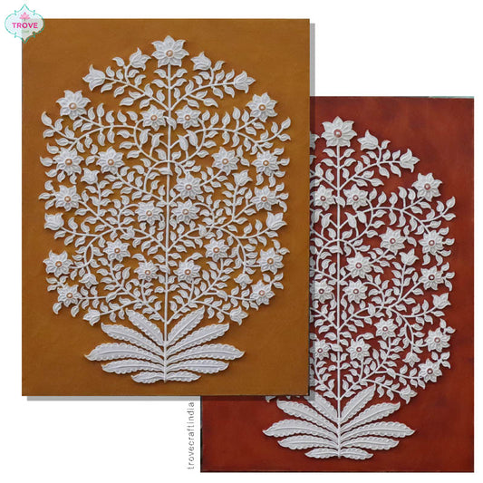 20" Tree of Life Motif Hand-painted Relief Panels