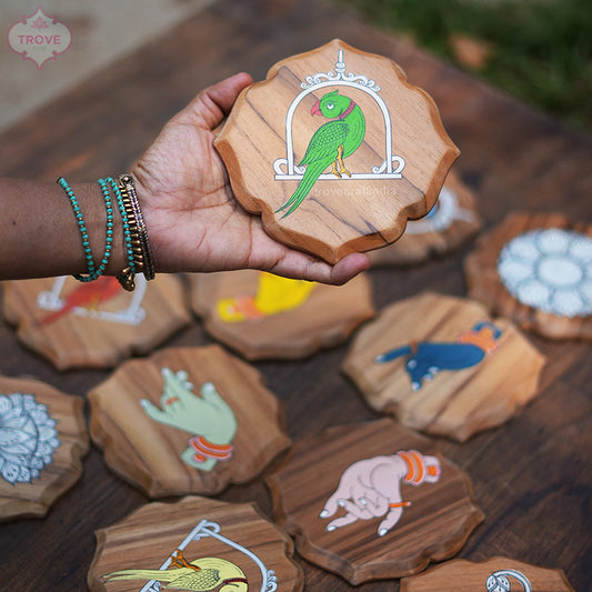 Hand-painted wooden coasters