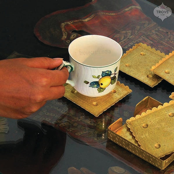 Hand-etched tea coaster 