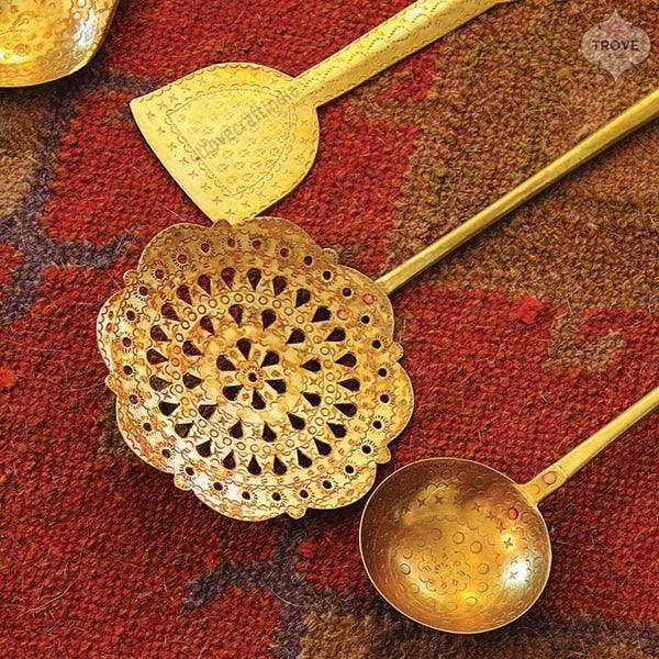 Traditional Hand-etched Brass Kitchen Ladles Set of – Trove