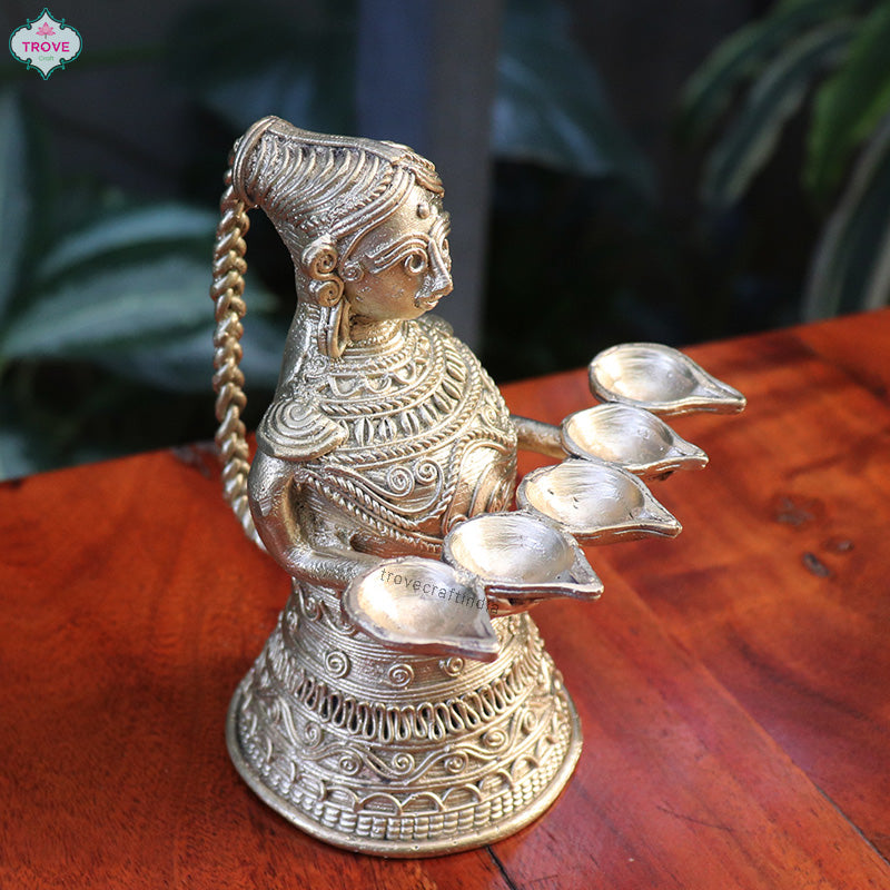 Dhokra brass Panch Aarti -  Diya
