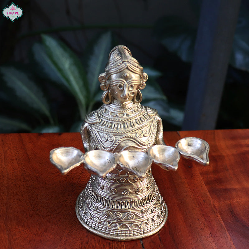 Dhokra brass Panch Aarti -  Diya