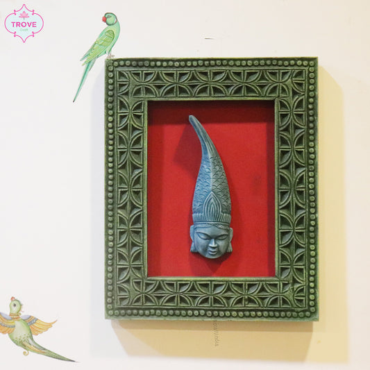 Hand Carved Frame - Wooden Tribal Matsya Mask Decor