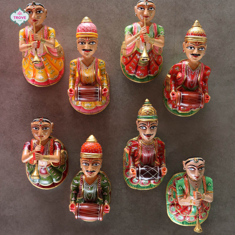 Set of 2 - Wall hanging Rajasthani Gangaur Musical Pairs