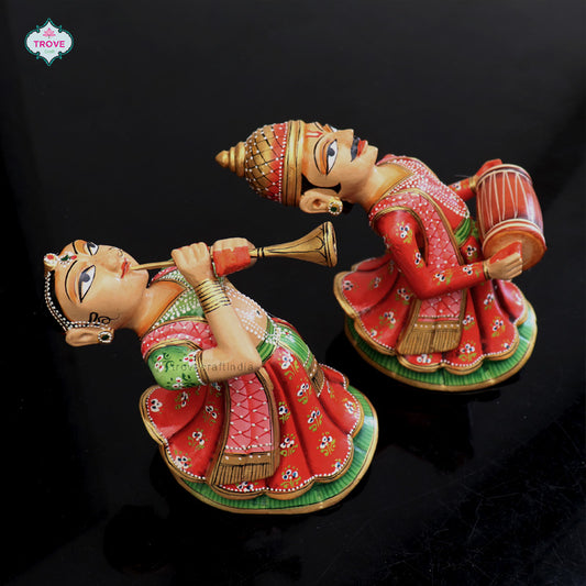 Set of 2 - Wall hanging Rajasthani Gangaur Musical Pairs