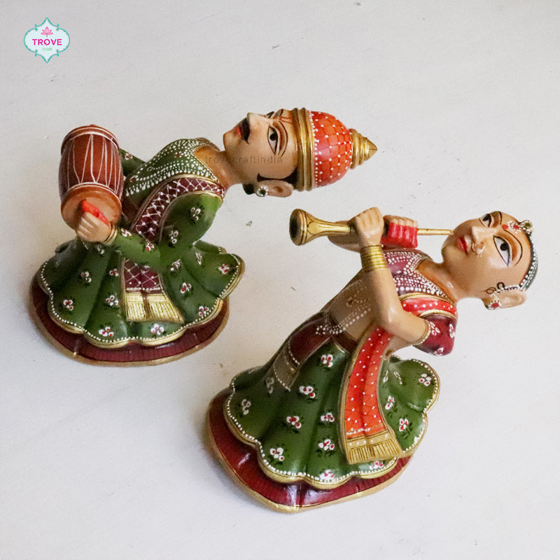 Set of 2 - Wall hanging Rajasthani Gangaur Musical Pairs