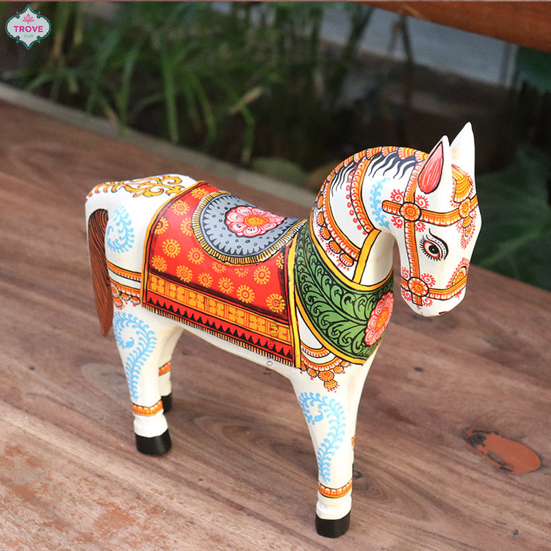 10" Hand-painted Pattachitra Horse - Table Decor