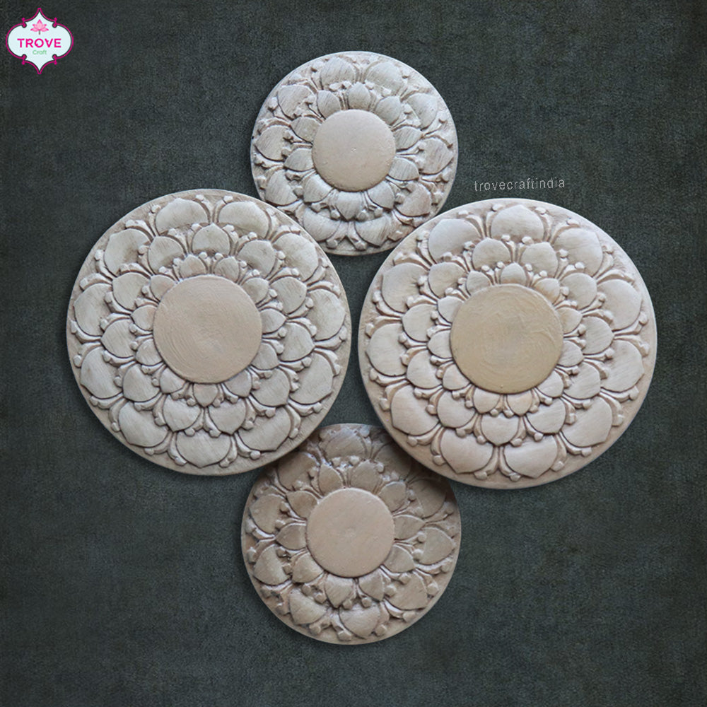 Set of 2 - Hand Carved Door Knob Lotus Chakra