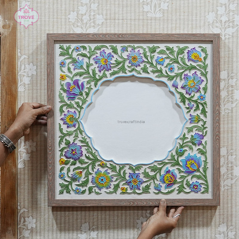 17x17 Inch - Floral themed Name Plate - with relief art