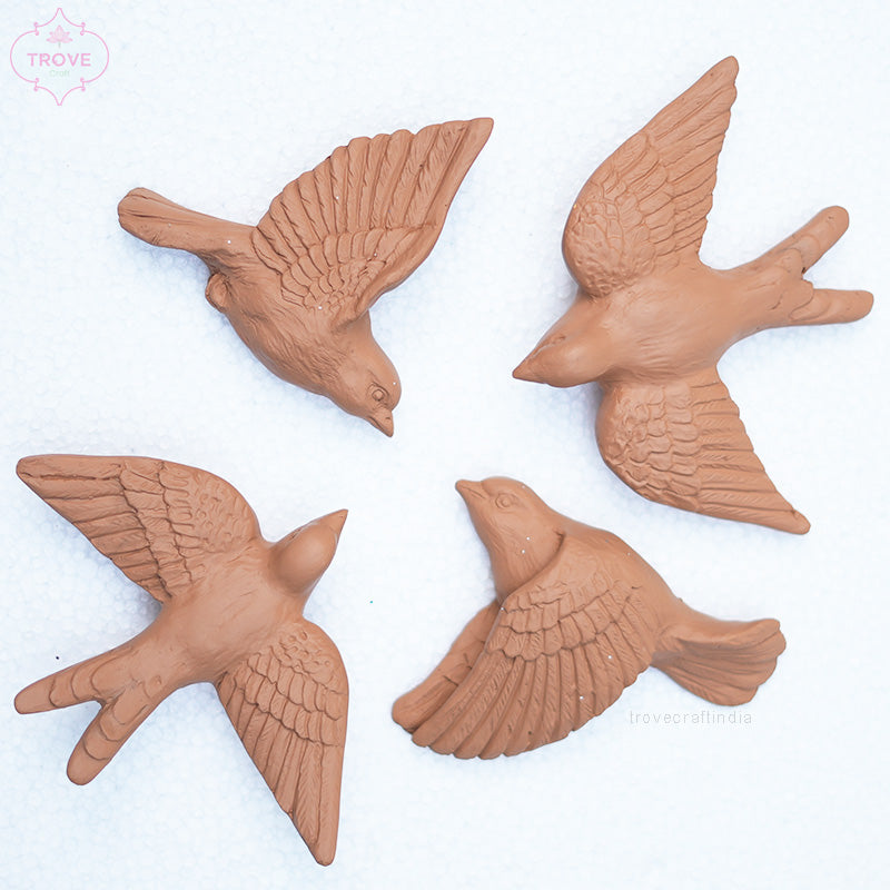 Terracotta birds wall art Set