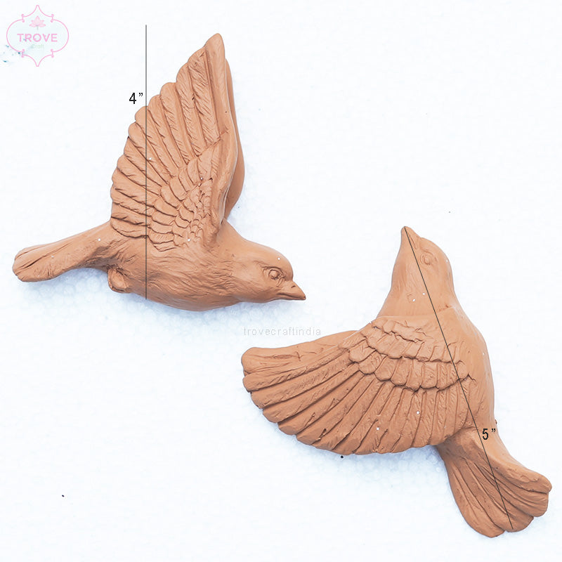 Terracotta birds wall art Set