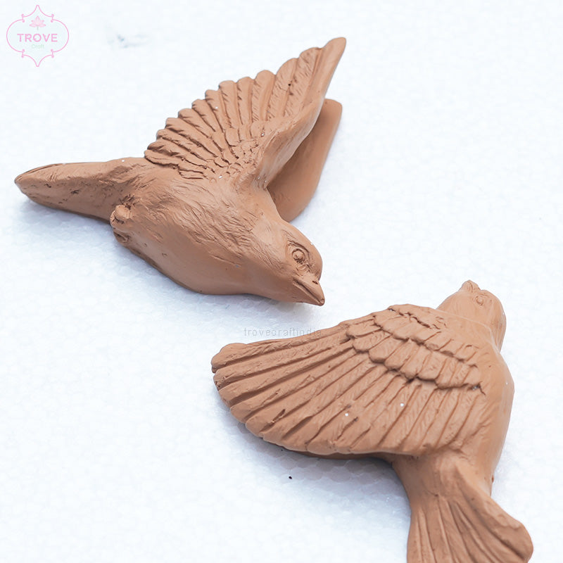 Terracotta birds wall art Set