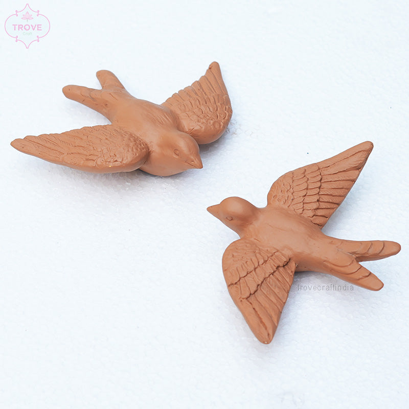 Terracotta birds wall art Set