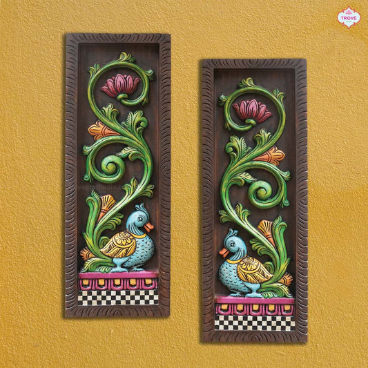 hand-painted wooden carved panel