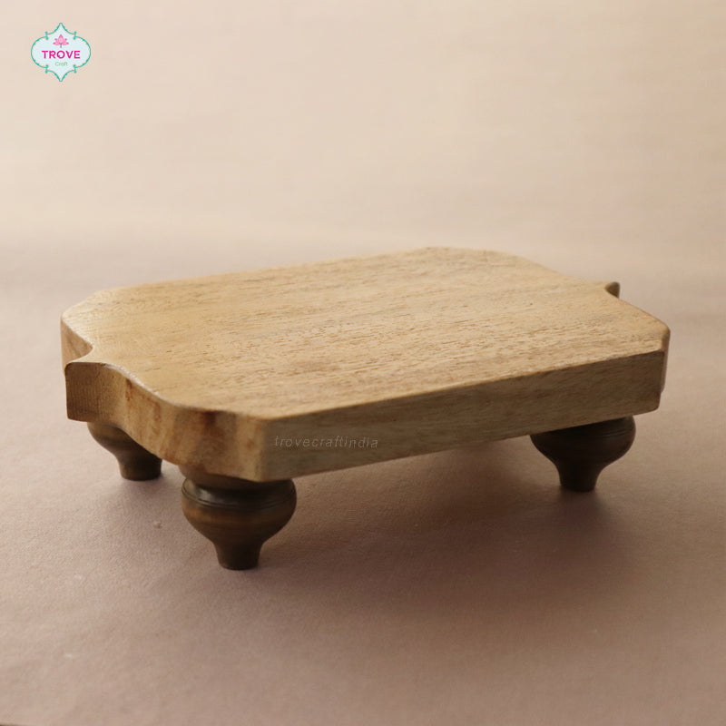 Wooden Hand-carved Mini Pedestal with rounded base