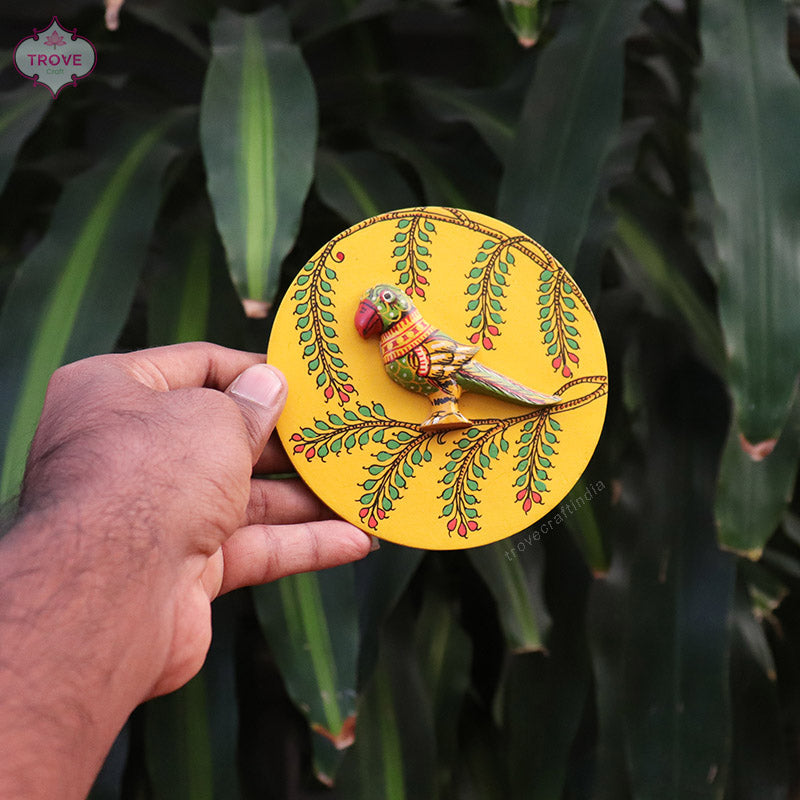 Set of 4 - 4.5" Mini Wooden Hand-painted Pattachitra Plaques