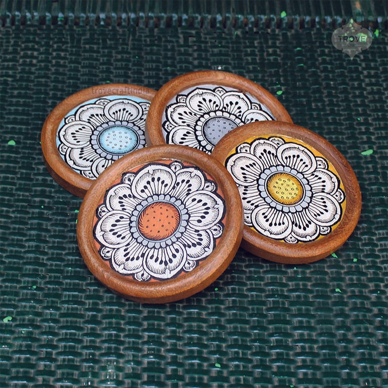 Lotus Patachitra Coasters