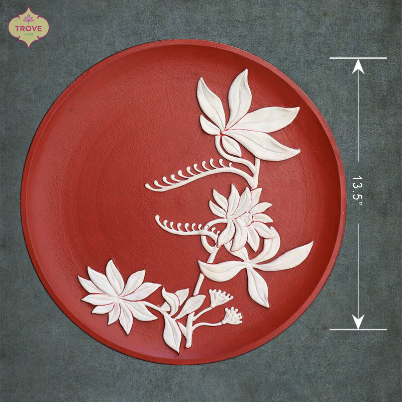 Hand-painted Botanical Relief Styled Decor Plates