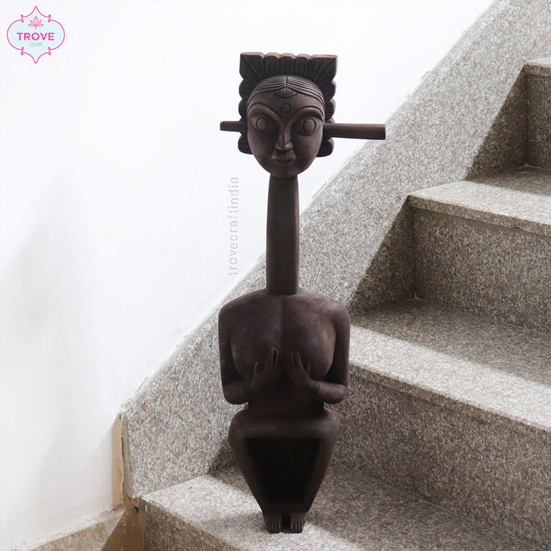 22" Banam Sarangi Hand Carved Gomira Wall Decor