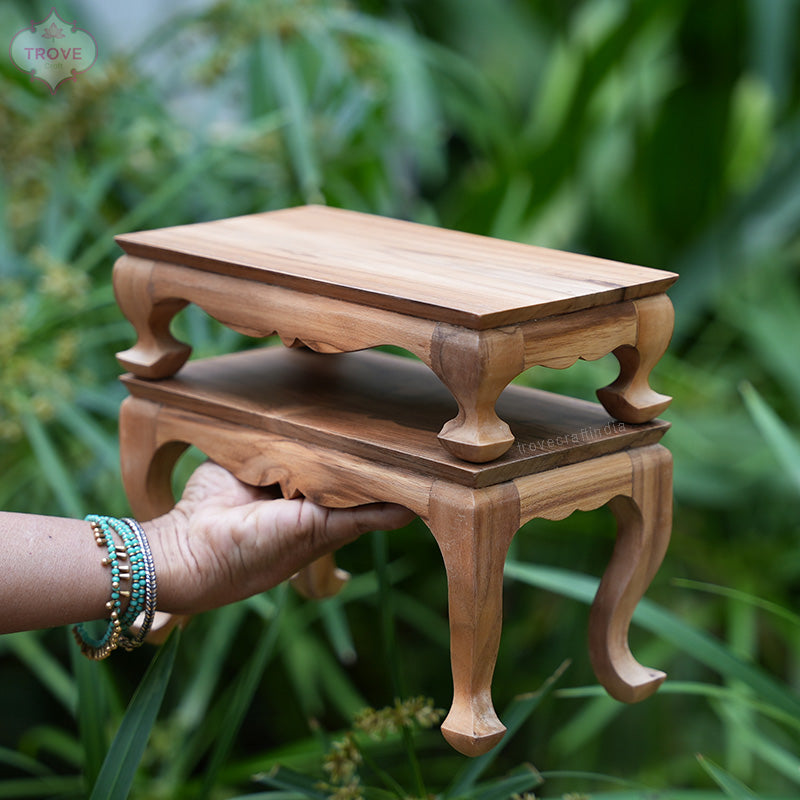 Baroque Teak Wood Mini-stools – Trove Craft India