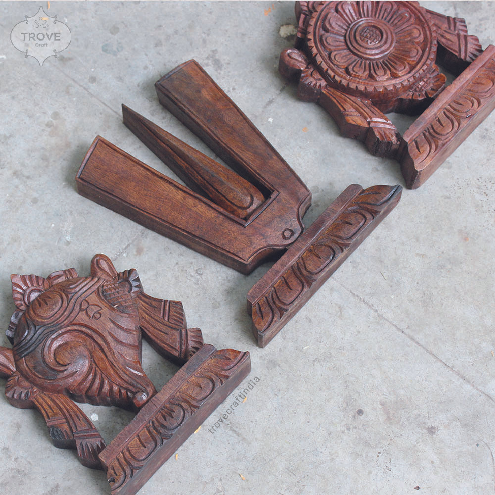 Carved Shankh Chakra Namah Wall Panels