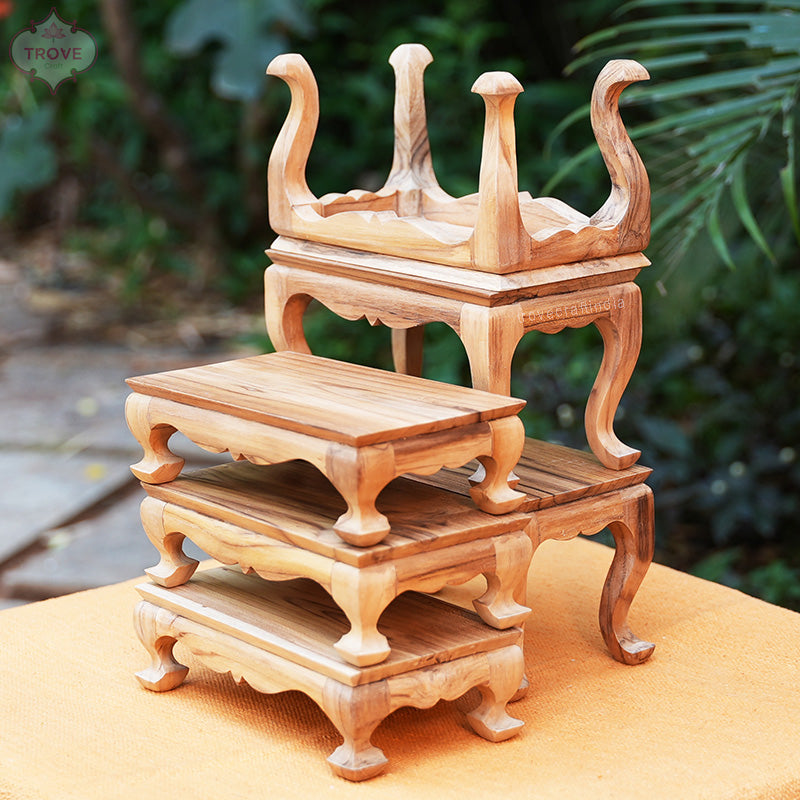 Baroque Teak Wood Mini-stools – Trove Craft India