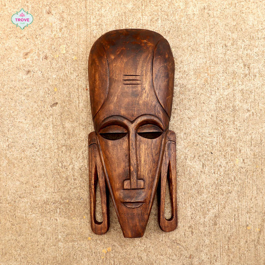 Hand-Carved Wooden Tribal Wall Decor Mask