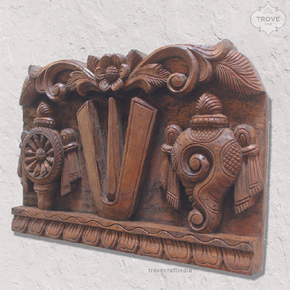 Carved Shankh Chakra Namah Wall Panels