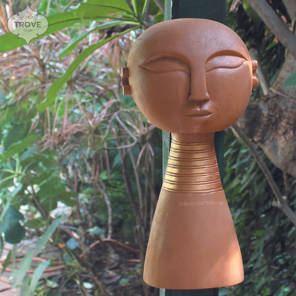 Hand Carved - Wooden Tribal Face Bust - Table Decor