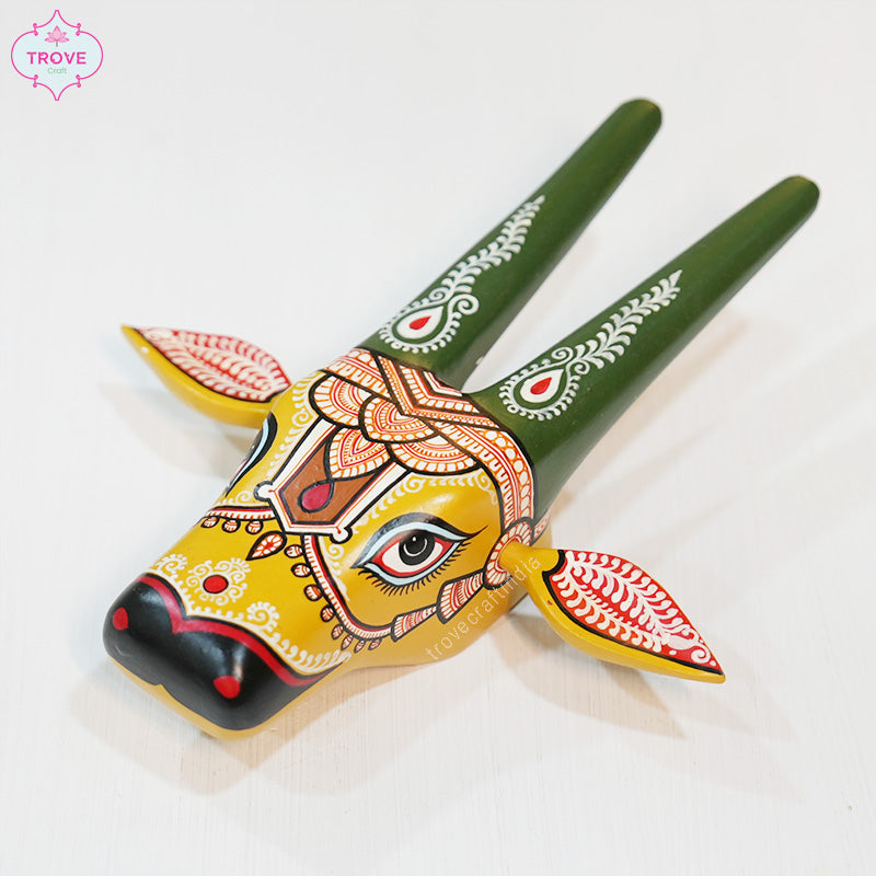 10" Pattachitra Wooden Cow Head